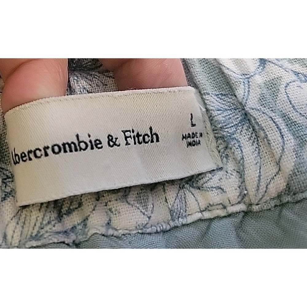 Abercrombie & Fitch Floral Print Shorts Linen Blend LARGE Elastic Waist Pockets - Picture 8 of 11